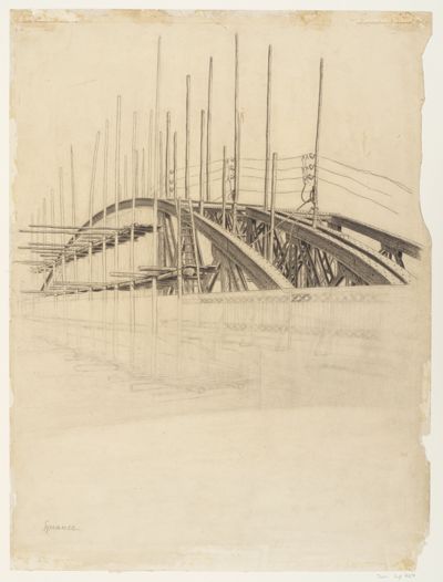 Herrmann Sprauer - Eingerüstete Eisenbrücke