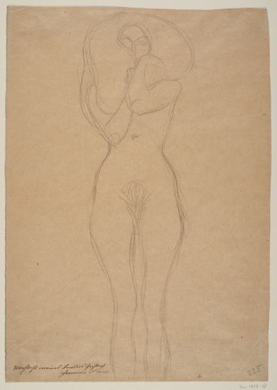 Gustav Klimt - Stehender weiblicher Akt, frontal