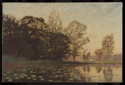 Arthur Wansleben - Landschaft mit Seerosen und Kühen