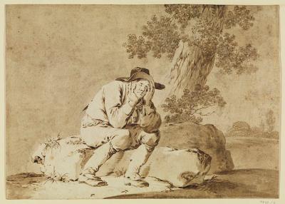 Tiberius Dominikus Wocher - Bauer, auf einem Felsblock sitzend