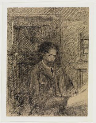 James Ensor - Selbstbildnis in halber Figur, zeichnend