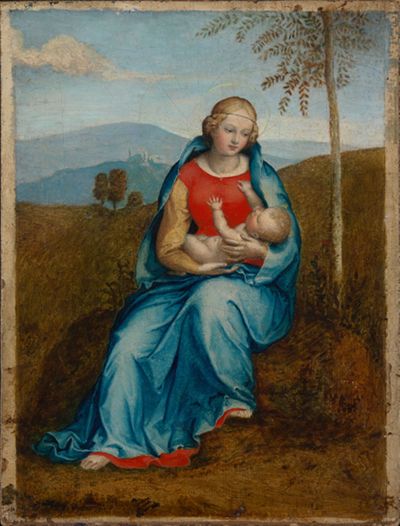 Joseph Anton Settegast - Maria mit dem Kinde vor Landschaft