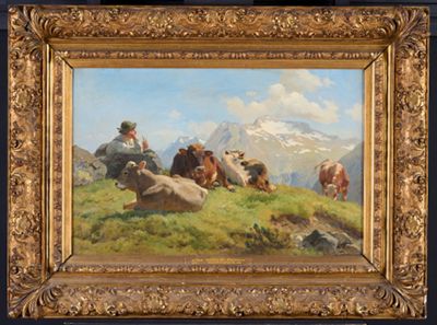 Karl Roux - Rinderhirte auf der Alm