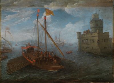 Gaspard van Eyck (?) - Südlicher Hafen mit Festungswerk und Galeere