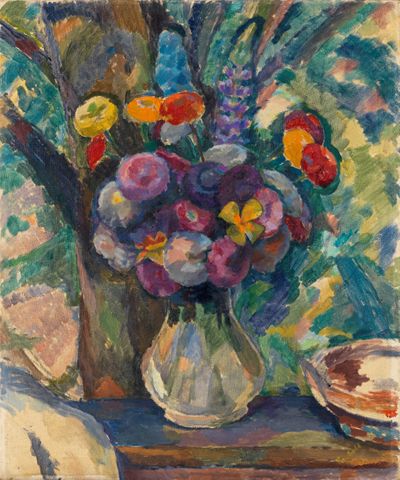 Edmund Conrad Ferdinand von Freyhold - Blumenstilleben mit Zinnien