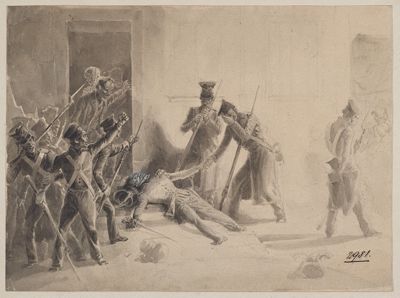 Friedrich Kaiser - Ermordung des Rittmeisters Laroche während des Militäraufstandes in Karlsruhe 1849