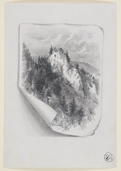 Wilhelm Gustav Friedrich Hasemann - Blick auf die Ruine des Burgschlosses Falkenstein (32 Illustrationsentwürfe, Blatt 24)