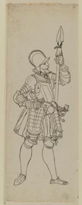 Bartholomäus Lingg (Werkstatt) - Krieger im Halbharnisch mit Sturmhaube und Spieß