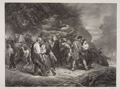 Hippolyte-Louis Garnier - Dorfbewohner mit Sack und Pack auf der Flucht vor Kosacken