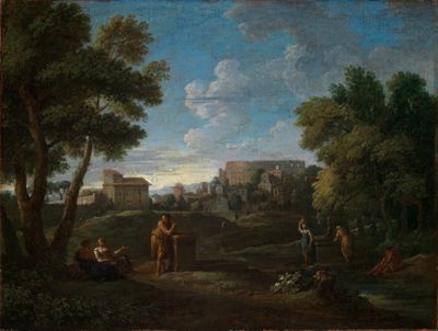 Jan Frans van Bloemen - Klassische Landschaft bei Rom mit Blick vom Palatin auf das Kolosseum