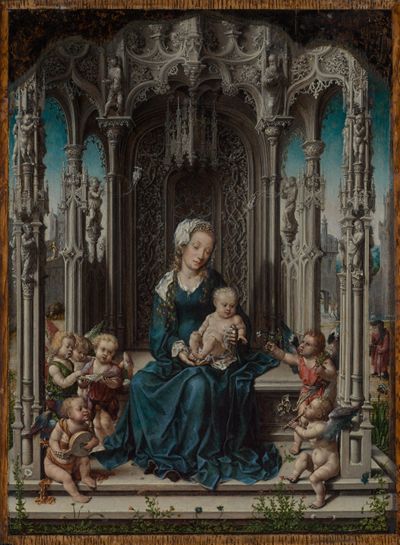 Jan Gossaert - Thronende Maria mit dem Kind und musizierenden Engeln