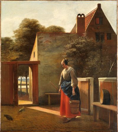 Pieter de Hooch - Eine Magd mit Eimer in einem Hinterhof