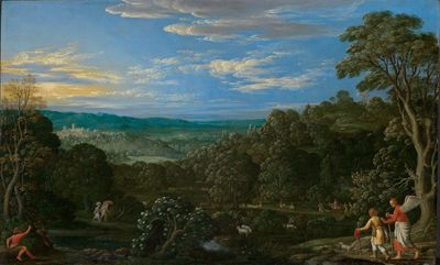 Johann König (1586) - Landschaft mit Tobias und dem Engel