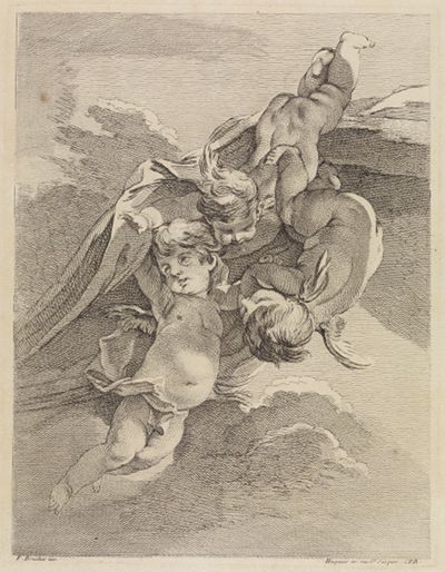 Pierre-Alexandre Aveline - Drei Putten mit Drapperie