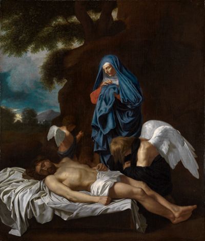 Bertholet Flémal (1614) - Maria mit dem toten Christus und klagenden Engeln