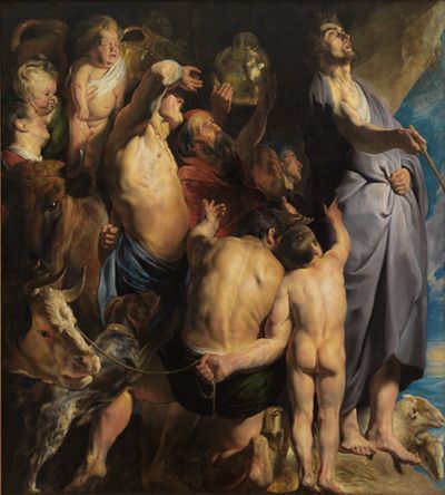 Jacob Jordaens (1593) - Moses schlägt Wasser aus dem Felsen