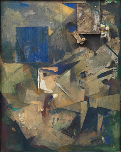 Kurt Schwitters - Merzbild 21 b, Das Haar-Nabelbild