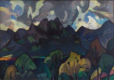Adolf Erbslöh - Oberbayerische Berglandschaft bei Brannenburg