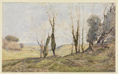 Henri Joseph Harpignies - Weite Landschaft mit Bäumen