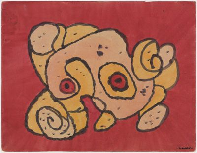 Gaston Chaissac - Komposition mit rotem Grund