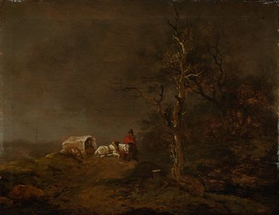 Ferdinand Kobell - Gewitterlandschaft mit Bauernwagen