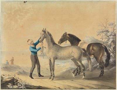 Johann Georg Pforr - Türke mit zwei Pferden am Meer