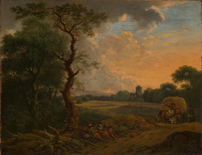 Ferdinand Kobell - Abendlandschaft mit Heuwagen