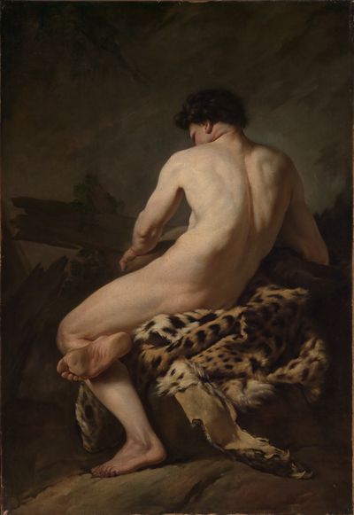 Jean-Baptiste Marie Pierre - Sitzender männlicher Akt als Bacchus