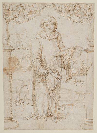 Hans Suess von Kulmbach - Riss mit dem Hl. Stephanus