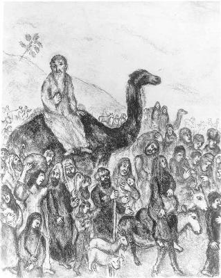 Marc Chagall - Jakobs Zug nach Ägypten (Jacob quitte son pays avec sa famille pour se rendre en Égypte)