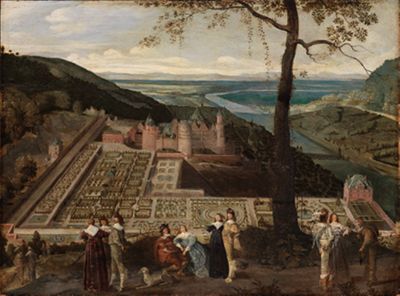 Jacques Fouquier - Kopie - Blick auf das Heidelberger Schloss und seine Gärten