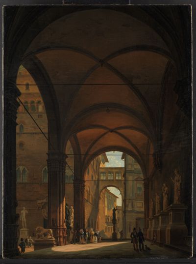 Giovanni Migliara - Loggia dei Lanzi in Florenz