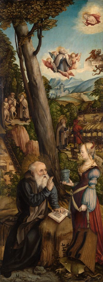 Martin Schaffner - Der hl. Antonius, versucht von dem Teufel in Frauengestalt, Salemer Altar Tafel 4