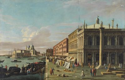 Canaletto (Nachahmer) - Blick von der Piazzetta am Bacino di S. Marco nach Südwesten auf Sta. Maria della Salute