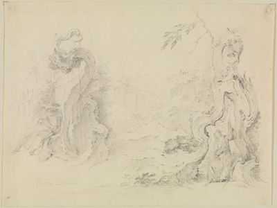 Johannes Esaias Nilson - Zwei Entwürfe (Wasserschöpfer und läutender Eremit)
