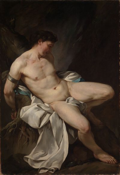 Jean-Baptiste Marie Pierre - Sitzender männlicher Akt als Prometheus