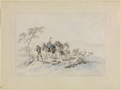 Jean Pillement - Bauern mit Tieren auf einem Landweg