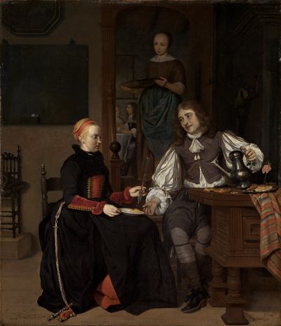 Gabriel Metsu - Junges Paar beim Frühstück