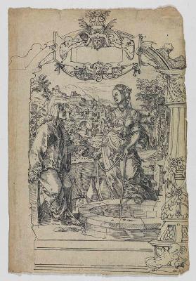 Tobias Stimmer (zugeschrieben) - Riss mit Christus und der Samariterin am Brunnen