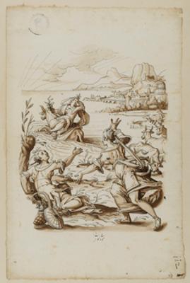 Lorenz Lingg - Entwurf für ein Mittelbild mit der Entführung der Europa