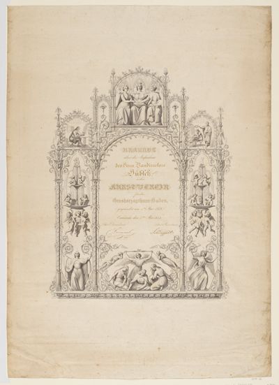 Edouard Schuler - Aufnahmeurkunde des Badischen Kunstvereins für Heinrich Hübsch