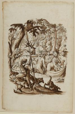 Lorenz Lingg - Entwurf für ein Mittelbild mit Diana und Aktäon