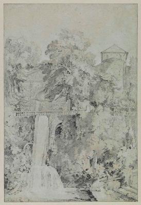 Joseph-Marie Vien (1716) - Garten der Villa dEste in Tivoli bei Rom mit der Chiesa della Carità