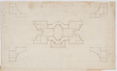 Domenico Egidio Rossi - Grundriss des Jagdschlosses Niederweiden (Schloss des Grafen Starhemberg in Engelhartstetten)