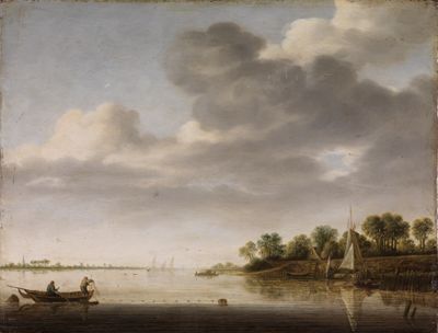 Johannes Schoeff - Flusslandschaft mit Fischern