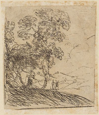 Claude Gellée gen. Lorrain - Die zwei Landschaften (Baum nach rechts, zwei Figuren)