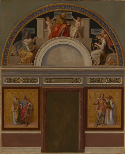 Julius Schnorr von Carolsfeld - Entwurf für die Eingangswand des ersten Nibelungensaal im Königsbau der Residenz zu München