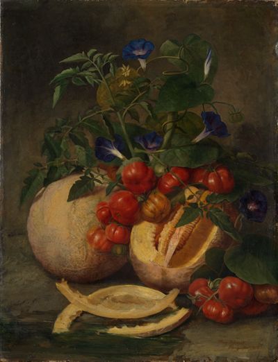 Franz Schmitt (1816) - Fruchtstillleben mit Melonen und Winden