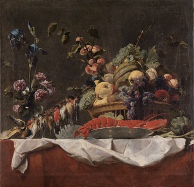 Frans Snyders - Stillleben mit Früchten, Blumen, Hummer und Krammetsvögeln