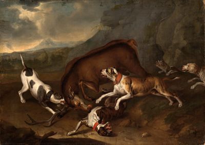 Philipp Ferdinand von Hamilton - Hirsch, von Hunden gestellt